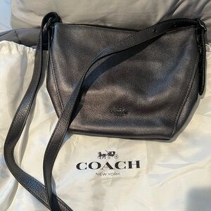Coach Metallic Black Leather Shoulder Bag